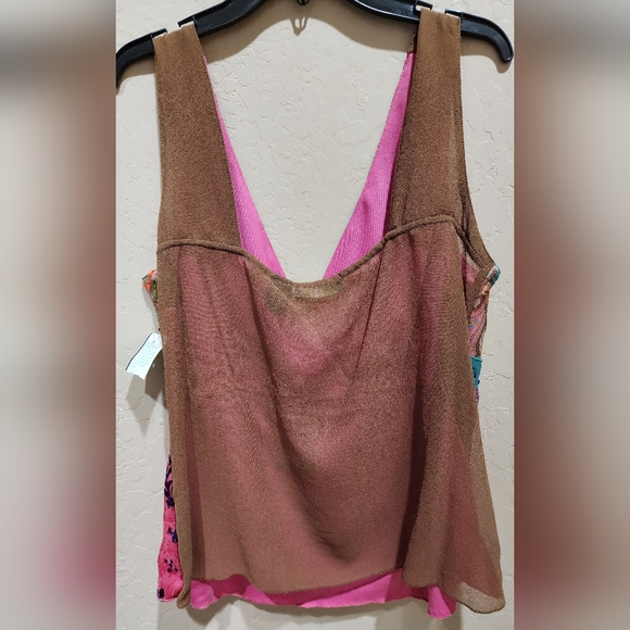 Jenni n Jess V neck Sleeveless Indie paisley damask mixed fabric print L NWT - Picture 4 of 6